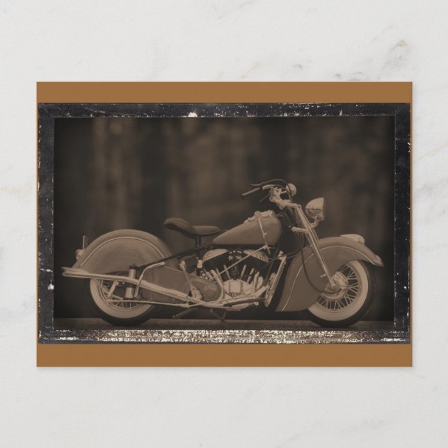 Antiqued Motorcycle Photo Card (Front)