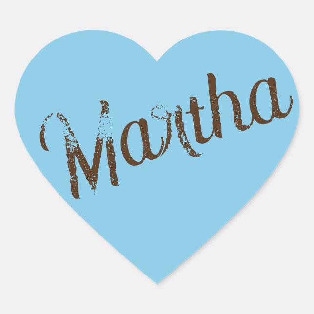 Antiqued Name Heart Stickers (Sky Blue & Copper) (Front)