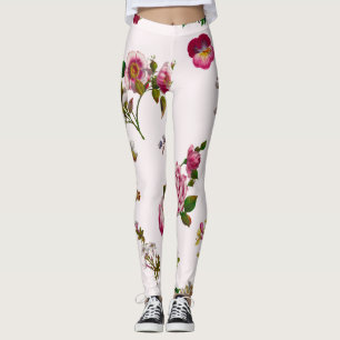 Antiqued Pink Floral - Custom Colour Background! Leggings