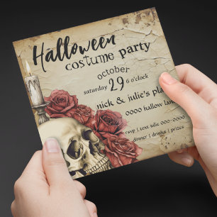 Antiqued Roses and Spooky Skull Halloween Party