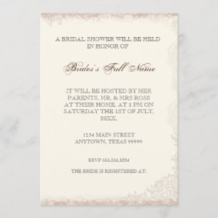 Antiqued Victorian Rose Bridal Shower Invitation