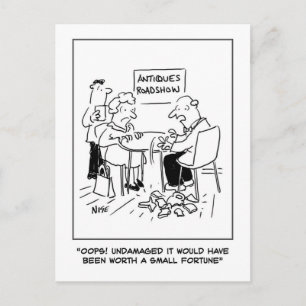 Antiques Disaster. Antique Dealer Valuation. Funny Postcard