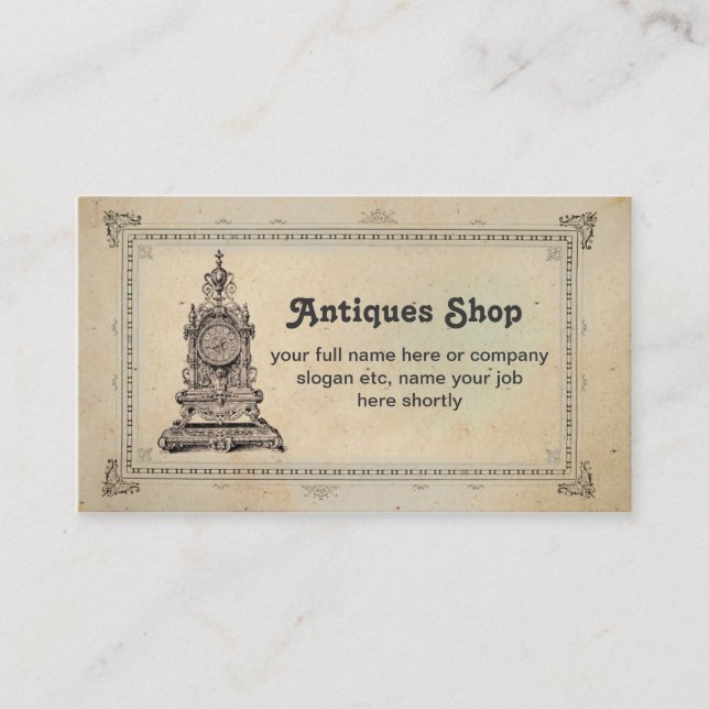 antiques shop or collectibles business card (Front)