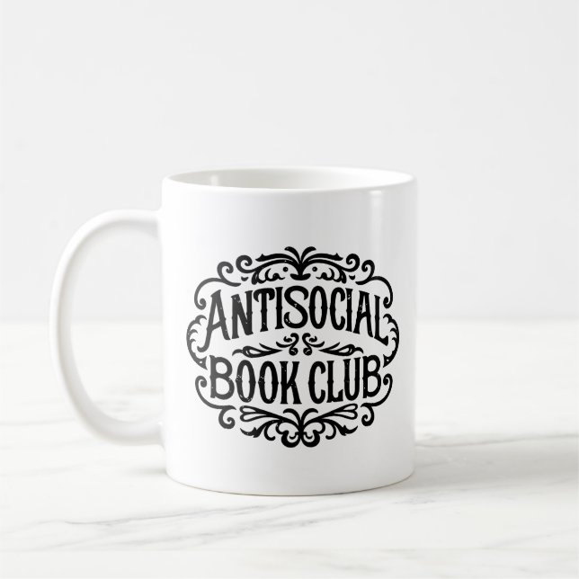 Antisocial book club introvert reader coffee mug (Left)