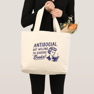 Antisocial But Willing to Discuss Books Jumbo Tote