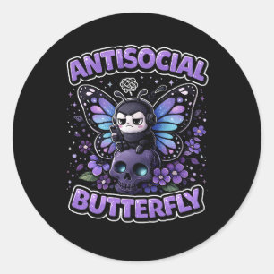 Antisocial Butterfly Classic Round Sticker