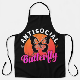 antisocial butterfly design vector illustration apron