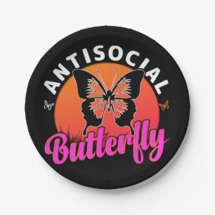 antisocial butterfly design vector illustration paper plate