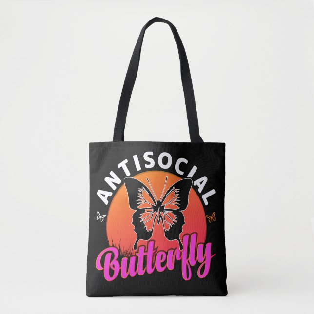 antisocial butterfly design vector illustration tote bag (Front)