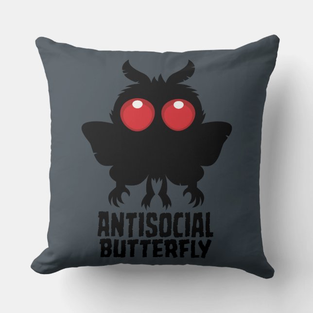 Antisocial Butterfly Mothman Cryptid Cushion (Front)