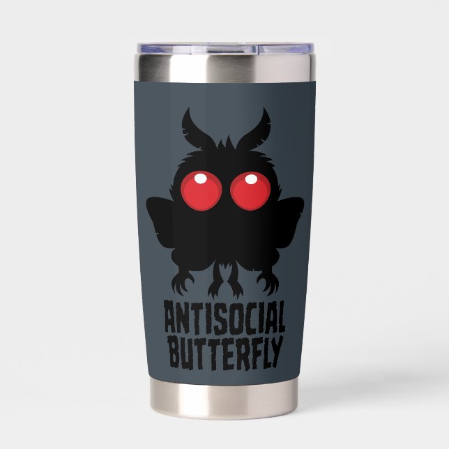 Antisocial Butterfly Mothman Cryptid Insulated Tumbler (Front)
