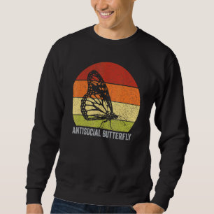 Antisocial Butterfly Retro Distressed Introverts Sweatshirt