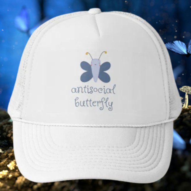 Antisocial Butterfly Trucker Hat – Dull Blue (Creator Uploaded)