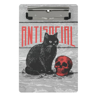 Antisocial Cat and Skull Mini Clipboard