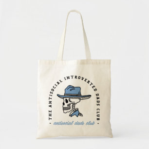Antisocial dads club introverted cowboy dad funny tote bag