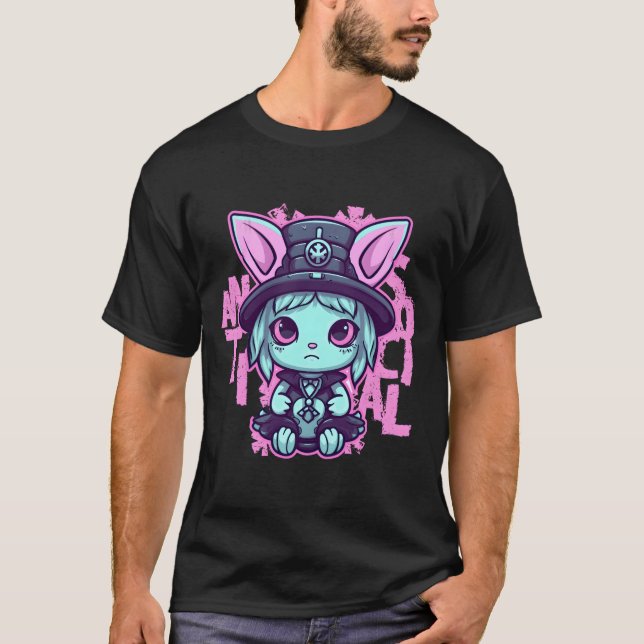 Antisocial Kawaii Pastel Goth Cat Gothic Hera T-Shirt (Front)