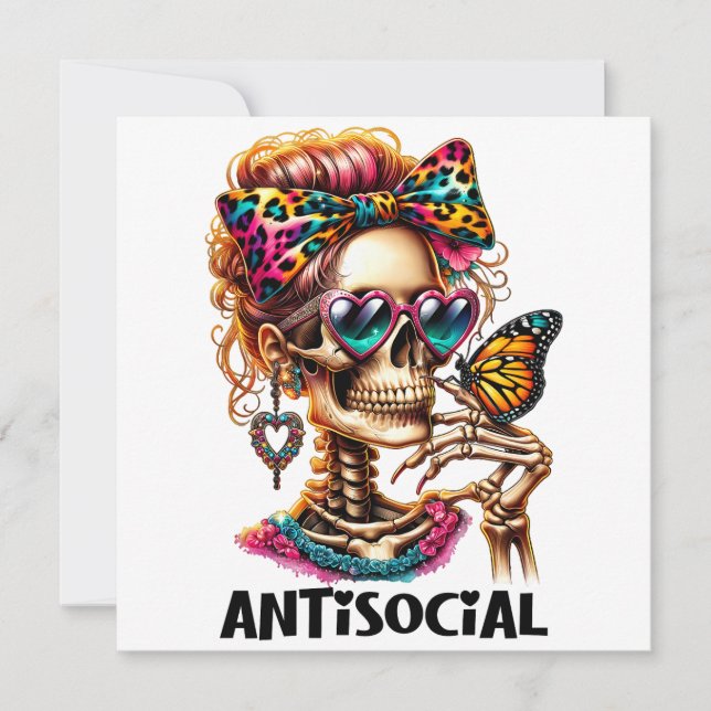 Antisocial Skeleton Lady Invitation (Front)