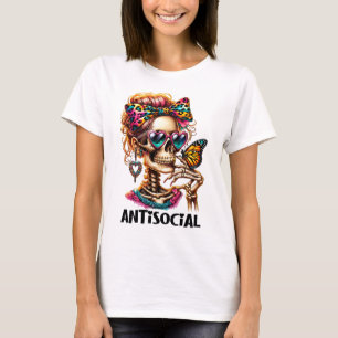 Antisocial Skeleton Lady T-Shirt