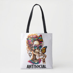 Antisocial Skeleton Lady Tote Bag