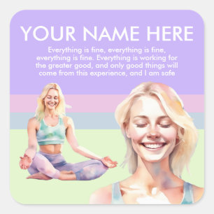 ANTISTRESS CALM SIP CALM PASTEL YOGA ZEN SQUARE STICKER