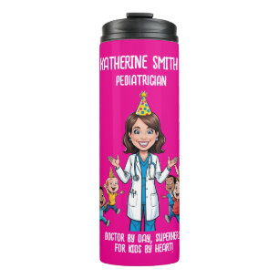 antistress pediatrician medical doctor fun pink thermal tumbler