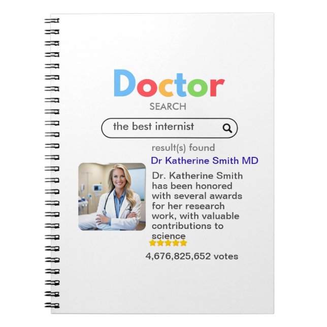ANTISTRESS PHYSICIAN DOCTOR google INTERNIST Notebook (Front)