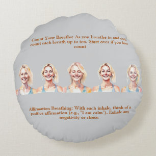 ANTISTRESS STRESS LESS LIVE MORE QUOTE YOGA RELAX ROUND CUSHION