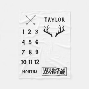 Antler Adventure Baby Boy Milestone Blanket