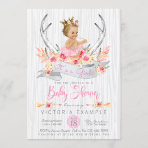 Antler Boho Princess Tribal Baby Shower Invitation