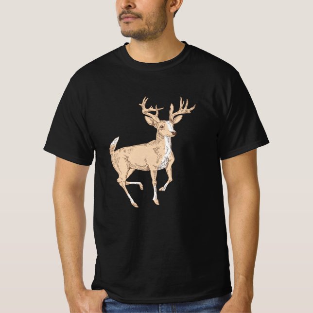 Antler Deer Illustration T-Shirt (Front)