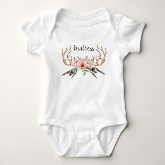 Antler Floral Baby Outfit Bodysuit (Front)