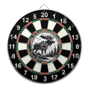 Antlered Moose in Forest Bullseye Dartboard
