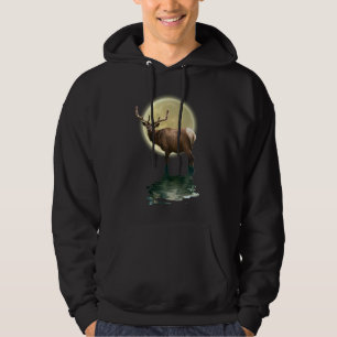 Antlered Wapiti Elk Wildlife Supporter Art Hoodie