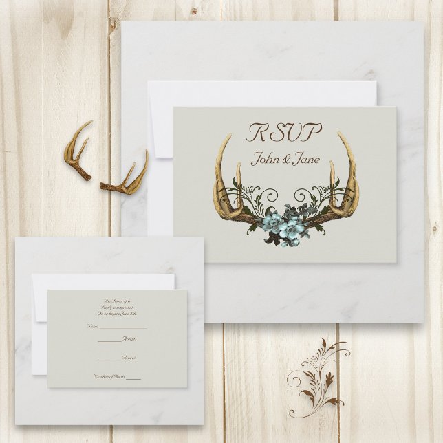 Antlers and Roses RSVP Card (Creator Uploaded)