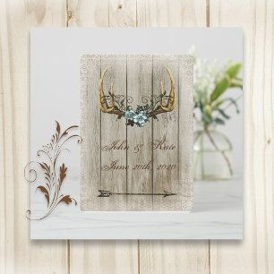 Antlers and Roses Rustic Wedding Invitation