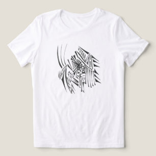 Antlers Black White Abstract Tribal Tattoo Art Tri-Blend Shirt