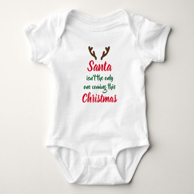 Antlers - Christmas Baby Announcement Baby Bodysuit (Front)