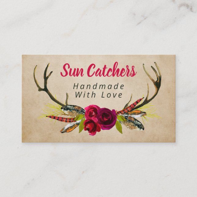 Antlers Handmade Sun Catchers Business Card (Front)