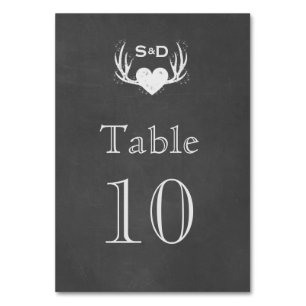 Antlers & Heart Tying The Knot Table Number
