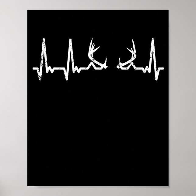 Antlers heartbeat deer hunter elk hunting reindeer poster (Front)