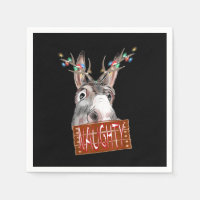 Antlers Lights Naughty Sign Funny Christmas Donkey