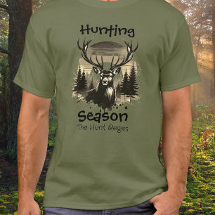 Antlers Nature Green HUNTING Personalise T-Shirt