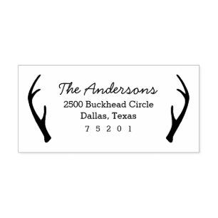 Antlers Return Address Rubber Stamp