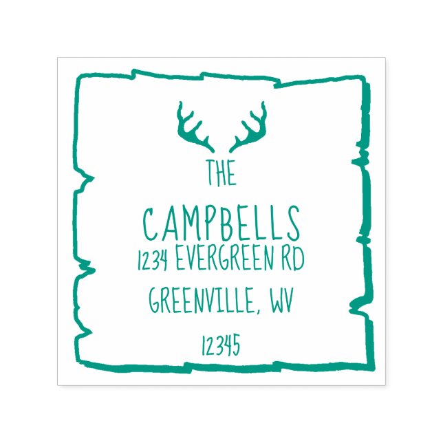 Antlers Rustic Woodland Funny Return Address Self-inking Stamp (Design)