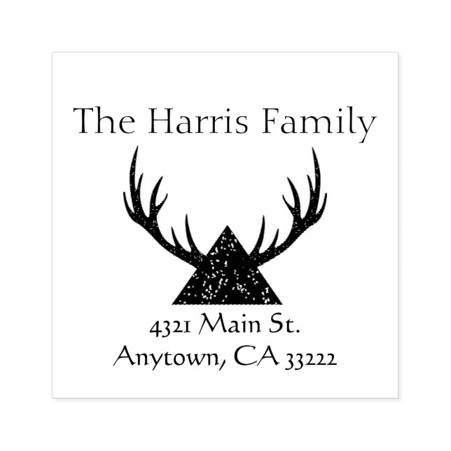 Antlers Silhouette Personalised Rubber Stamp (Imprint)