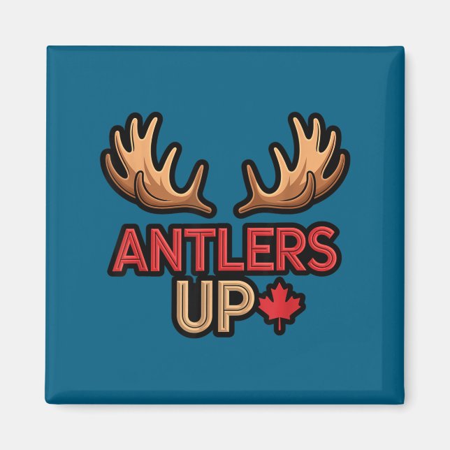 Antlers Up Canadian Pride Funny Canada Flag Moose  Magnet (Front)