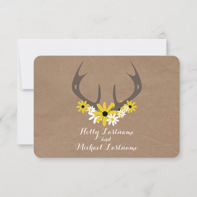 Antlers + Wildflowers Cardboard Inspired RSVP (Front)