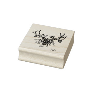 Antlers with flowers stamp