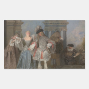 Antoine Watteau - The French Comedians Rectangular Sticker