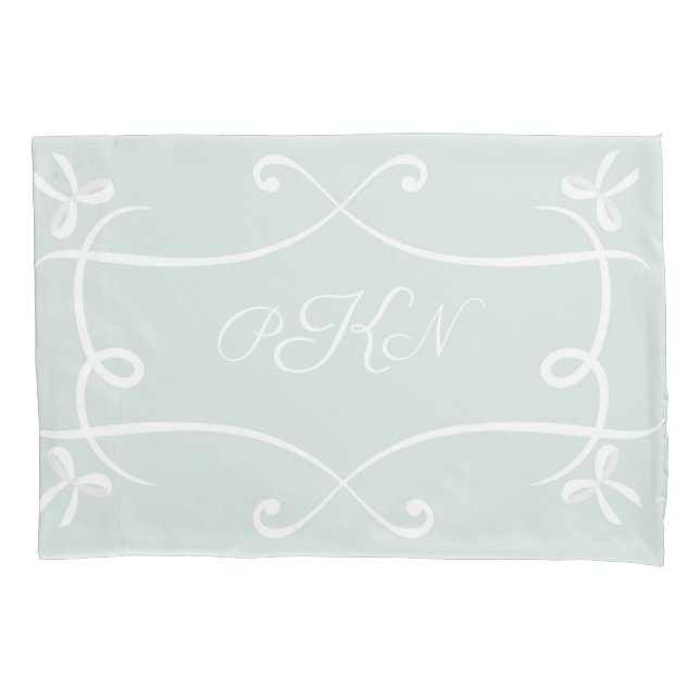 Antoinette Green  Elegant Emblem Filigree Pillowcase (Front)
